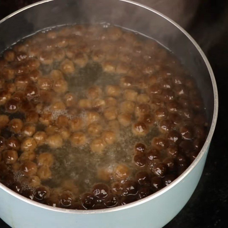 Step 7 Cooking dry tapioca pearls Black sugar milk tea cake using an air fryer