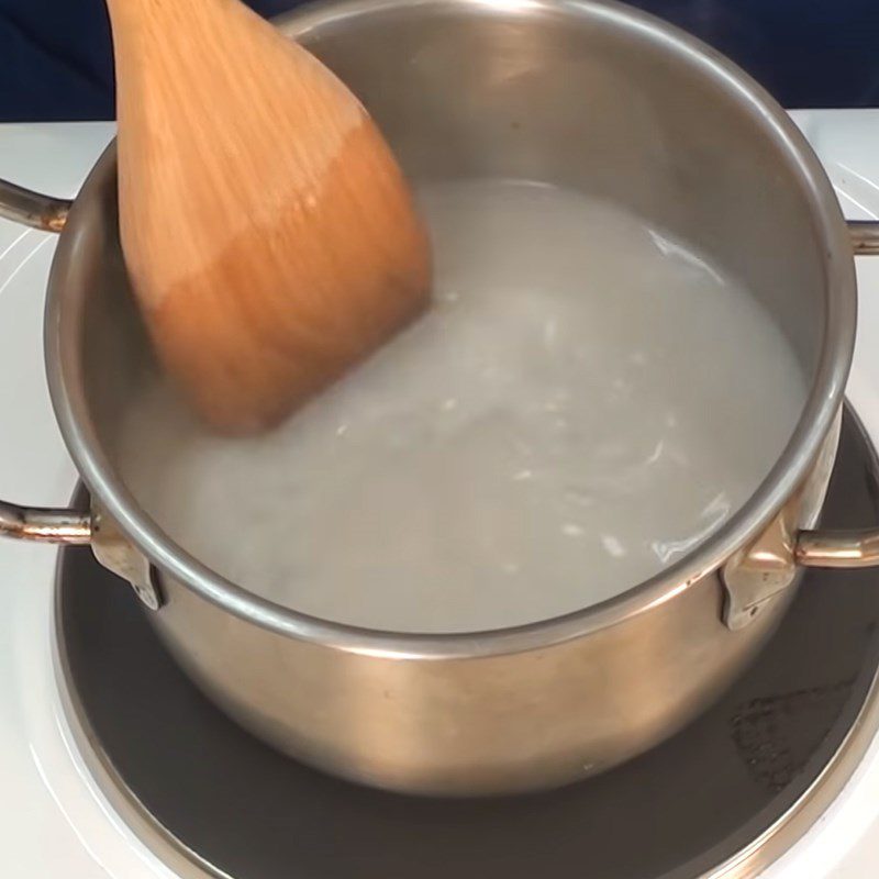 Step 2 Cook and blend the coconut milk mixture with sticky rice Thai mango sticky rice