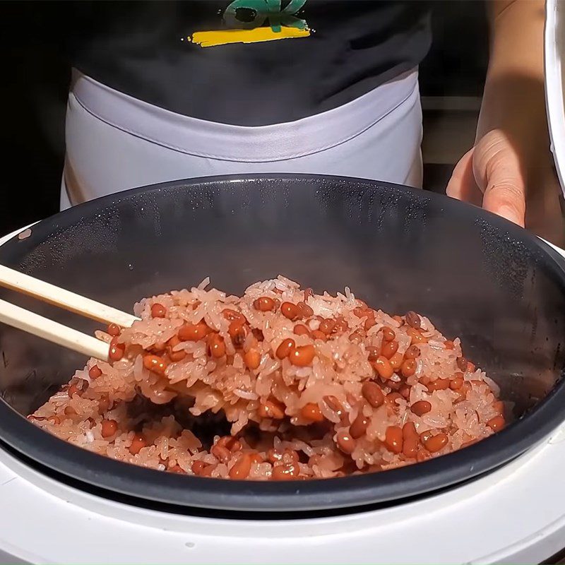 Step 3 Cooking Sticky Rice Red Bean Sticky Rice with Rice Cooker