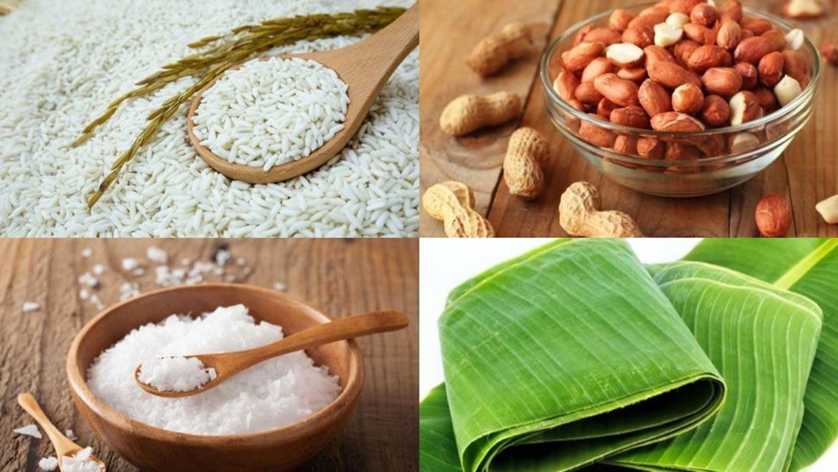 Ingredients for the dish cooking sticky rice with peanuts using a rice cooker