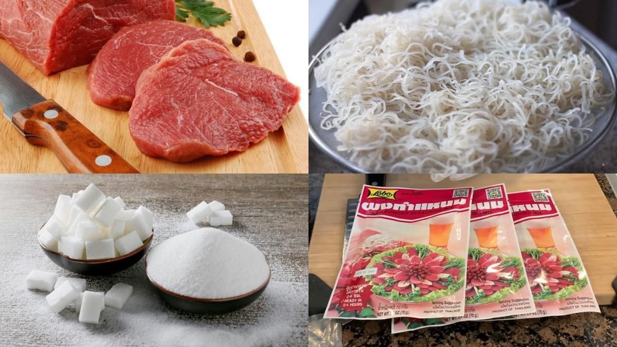 Ingredients for beef fermented pork roll