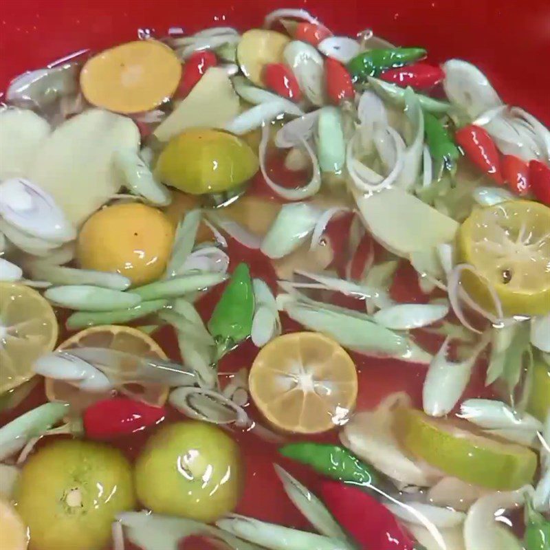 Step 5 Marinating octopus for lemongrass calamondin octopus