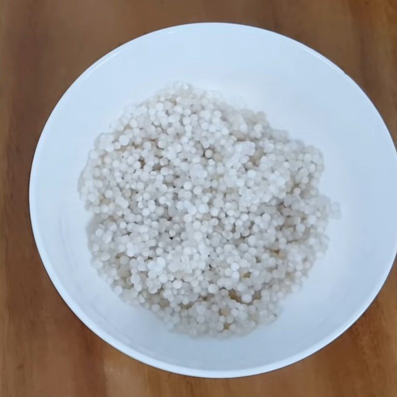 Step 2 Soak sago in taro water Sago pearls from taro water