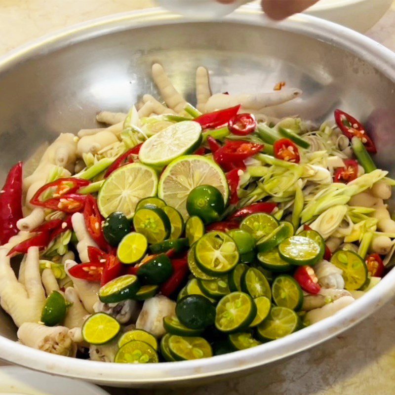 Step 3 Soak chicken feet Chicken feet soaked with lemongrass and kumquat