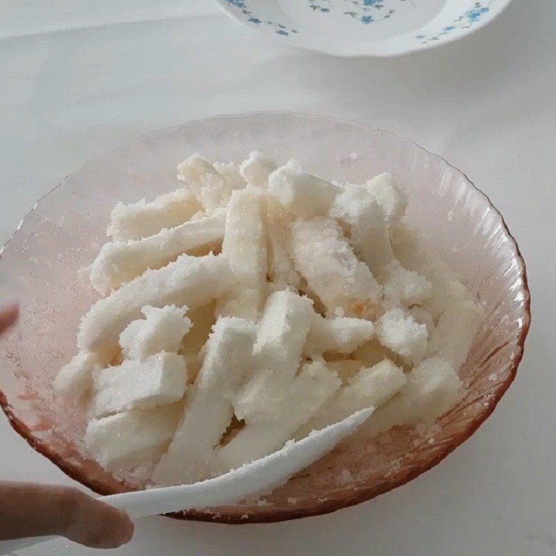 Step 3 Soak in sugar Taro candy coated in sugar