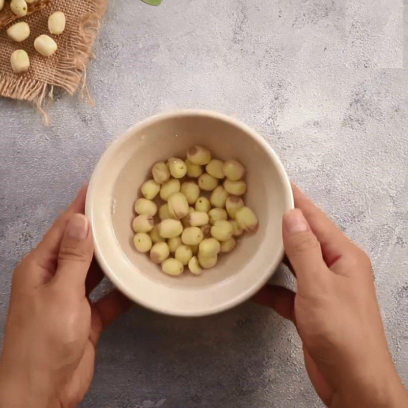 Step 1 Soak lotus seeds for Brown Rice with Lotus Seeds and Pumpkin