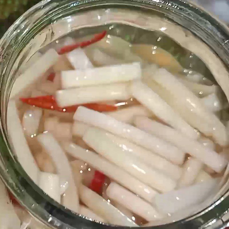 Step 4 Soak lotus stems in pickling brine Pickled lotus stems