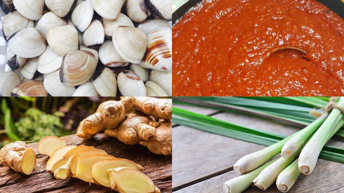 Ingredients for Thai steamed clams