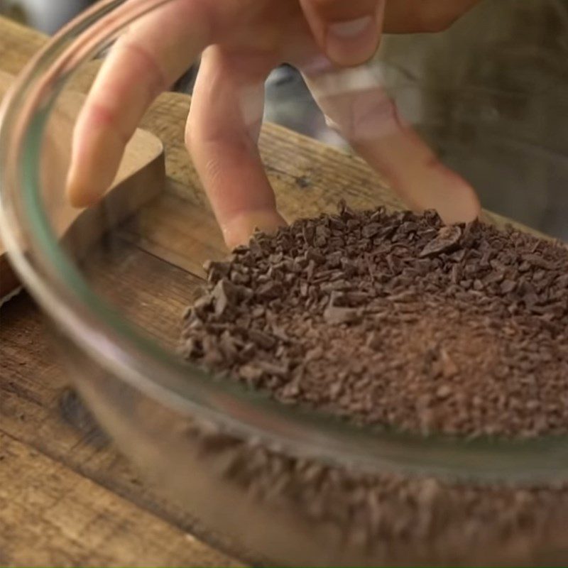 Step 1 Crush the chocolate Chocolate Castella Pancake