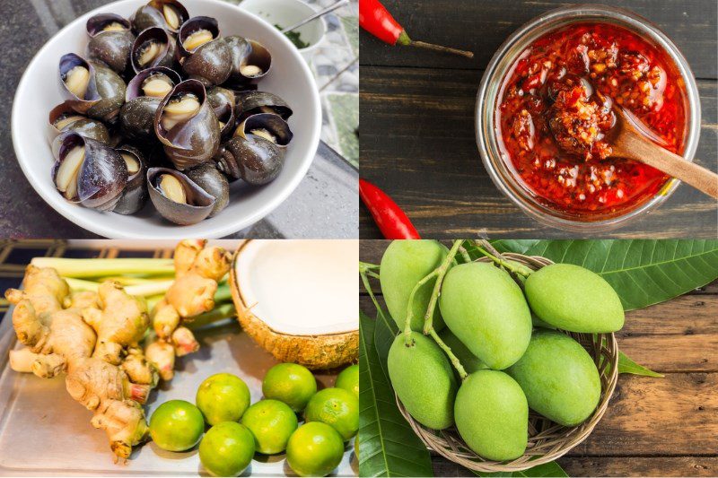 Ingredients for the dish of snail salad