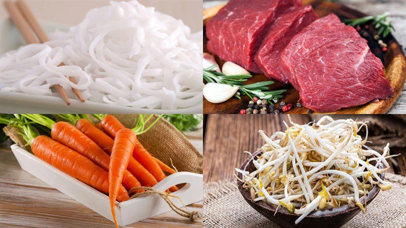 Ingredients for sweet and sour mixed pho dish