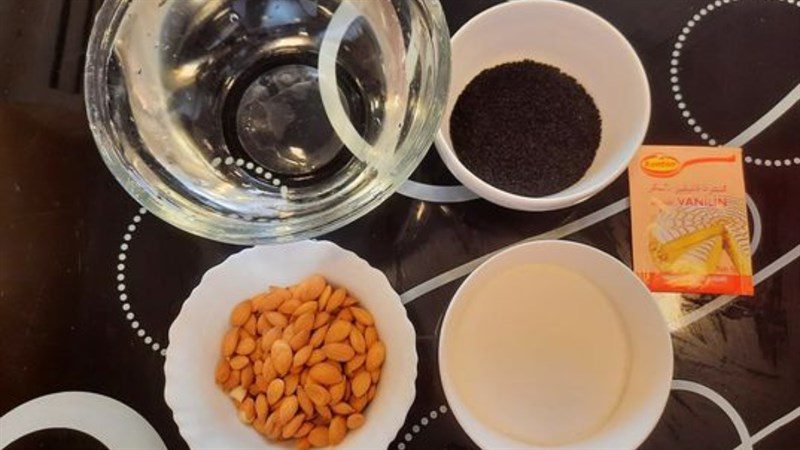 Ingredients for black sesame almond milk