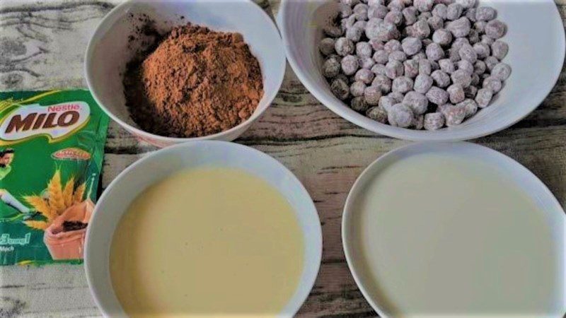 Ingredients for Milo with flan cake, Milo with tapioca