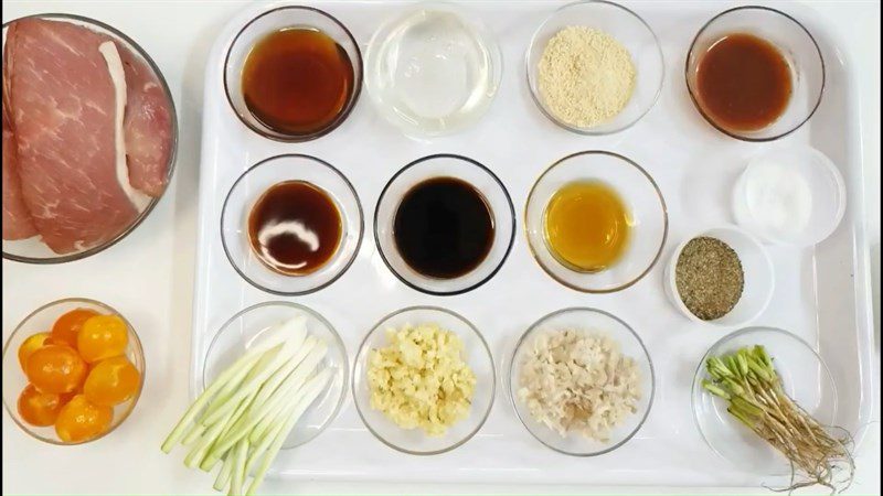 Ingredients for salted egg char siu dish