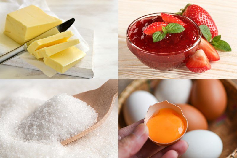 Ingredients for strawberry jam cookies using an air fryer