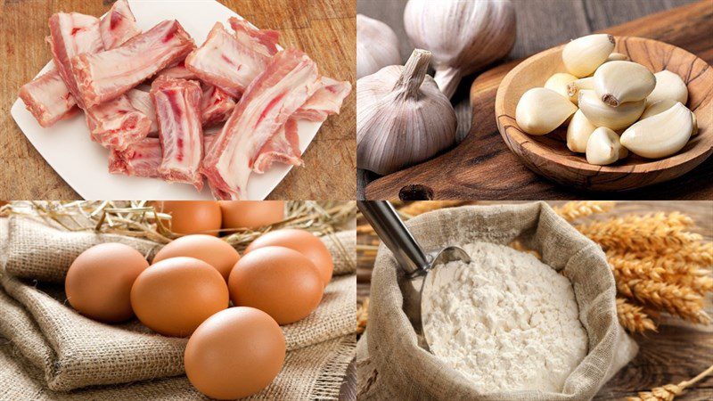 Ingredients for the dish 4 ways to make garlic fried ribs