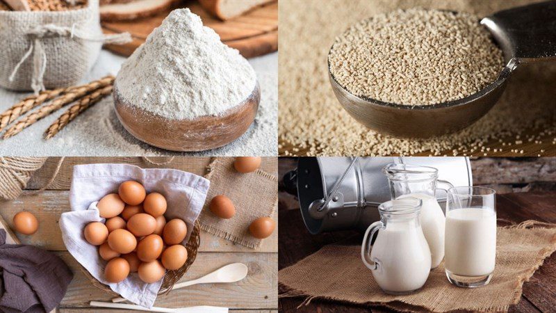 Ingredients for butter and milk bread