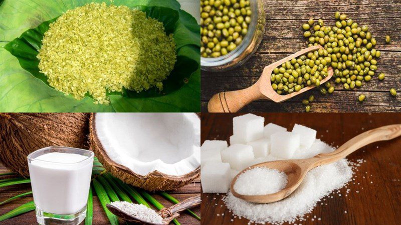 Ingredients for coconut milk green bean porridge