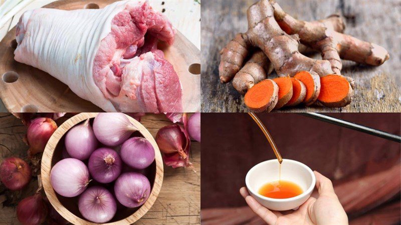 Ingredients for braised pork hock with turmeric