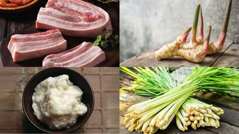 Ingredients for grilled pork with ginger and fermented rice