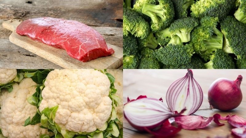 Ingredients for stir-fried broccoli with beef