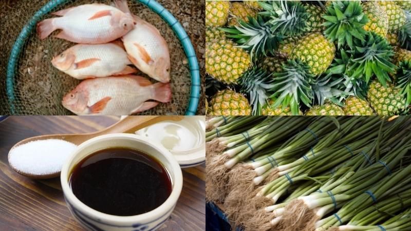 Ingredients for sweet and sour red snapper dish