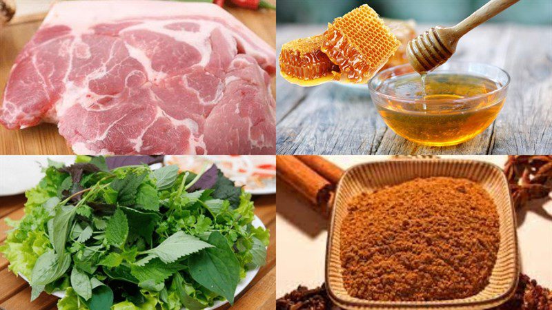 Ingredients for grilled meat cooked in a pan