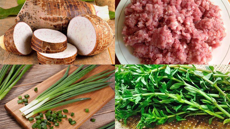 Ingredients for minced pork taro soup