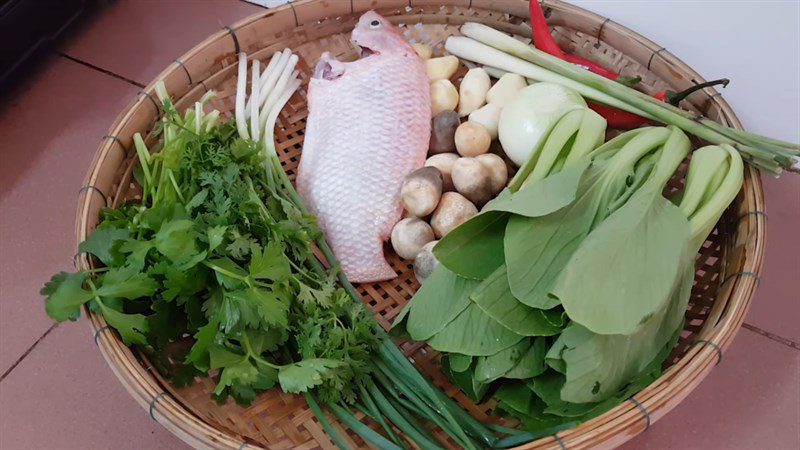 Ingredients for steamed red tilapia with mushrooms