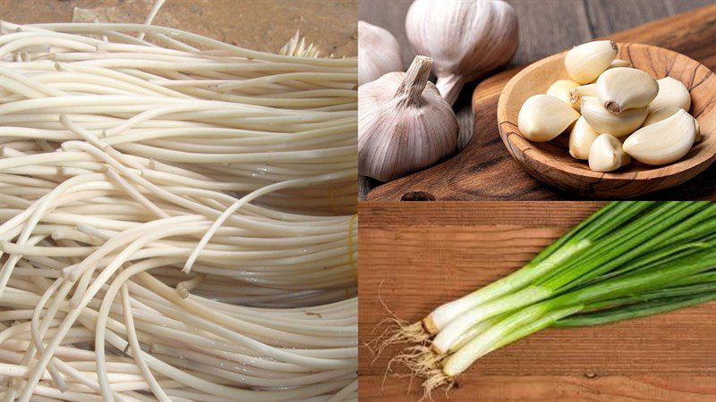 Ingredients for garlic lotus stem stir-fry