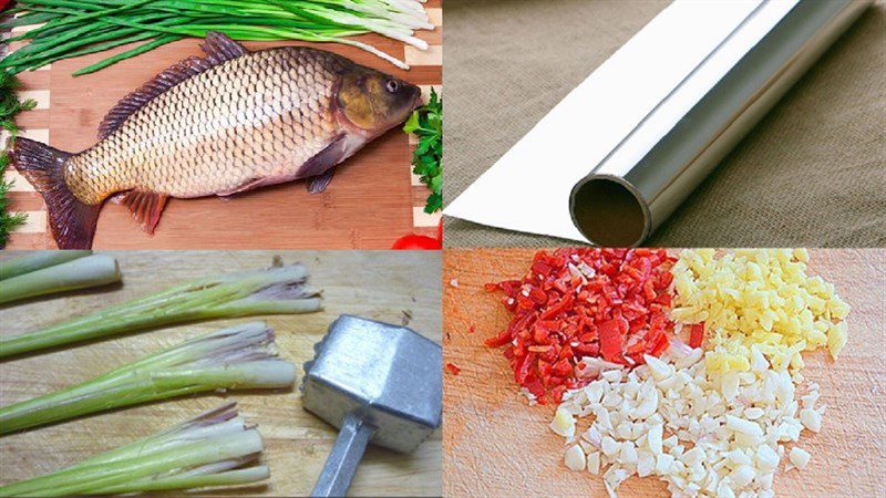 Ingredients for 3 ways to make grilled carp