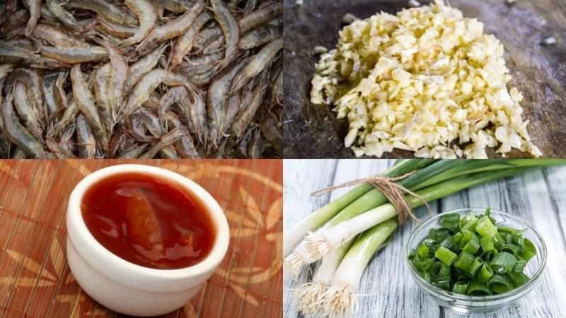 Ingredients for garlic shrimp dish