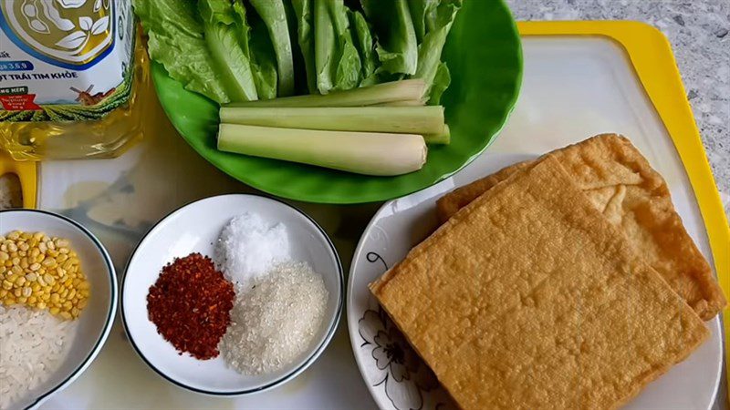 Ingredients for 3 ways to make salted tofu
