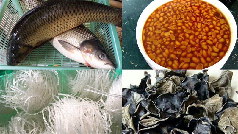 Ingredients for braised carp with fermented soybeans