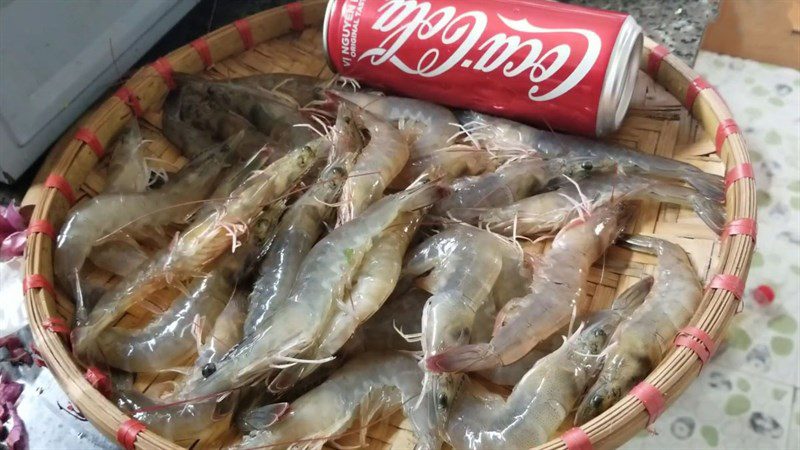 Ingredients for coca steamed shrimp dish