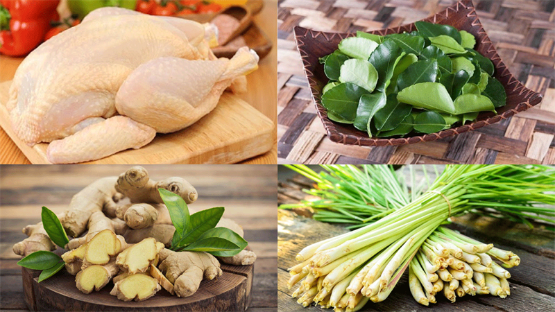 Ingredients for grilled chicken with lime leaves using an air fryer