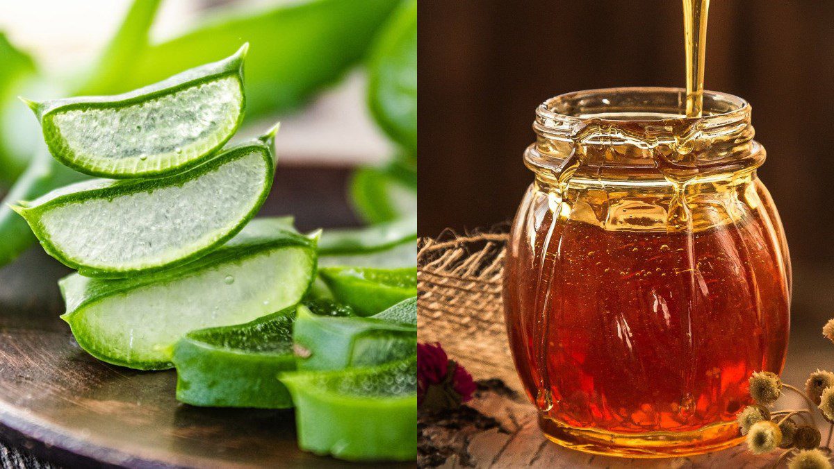 Ingredients for aloe vera honey dish