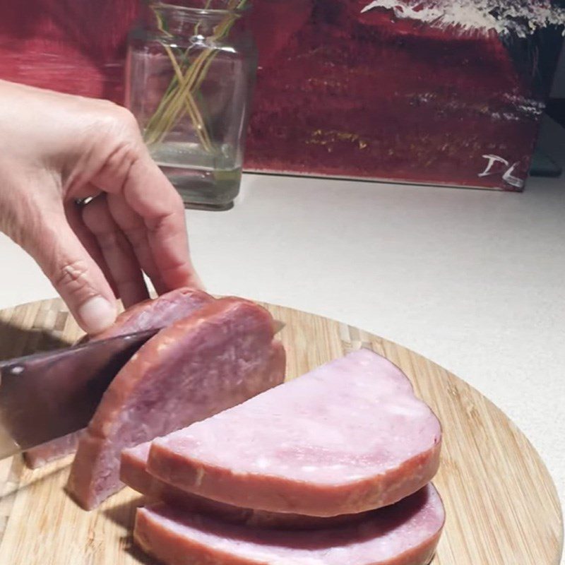 Step 4 Stuffing the chicken meatloaf with jambon