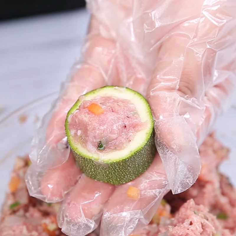 Step 4 Stuff the filling Zucchini stuffed with meat