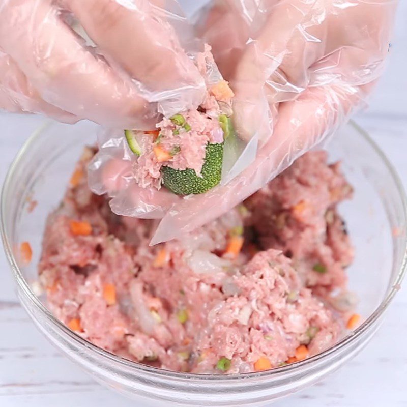 Step 4 Stuff the filling Zucchini stuffed with meat