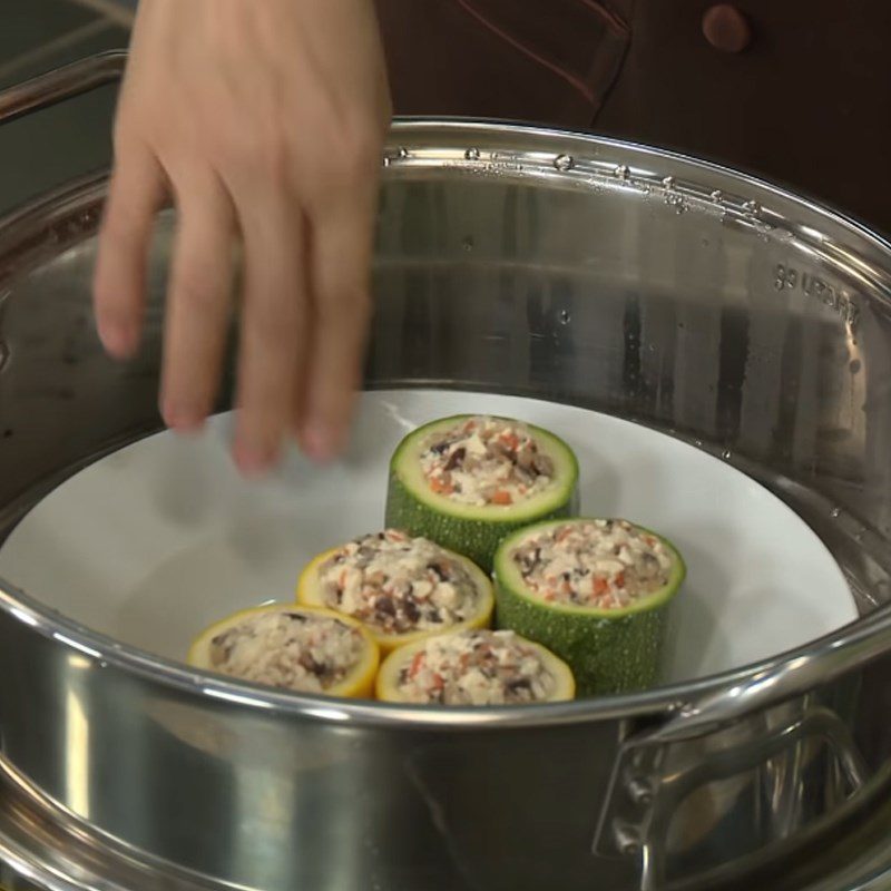 Step 4 Stuffing and Steaming the Dish Stuffed Zucchini with Mushrooms