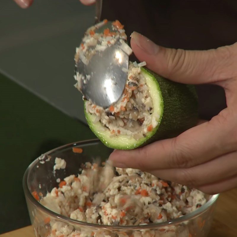 Step 4 Stuffing and Steaming the Dish Stuffed Zucchini with Mushrooms