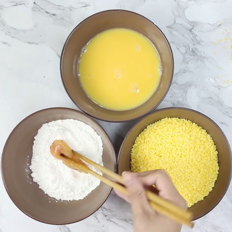 Step 2 Dipping in batter Crispy Chicken