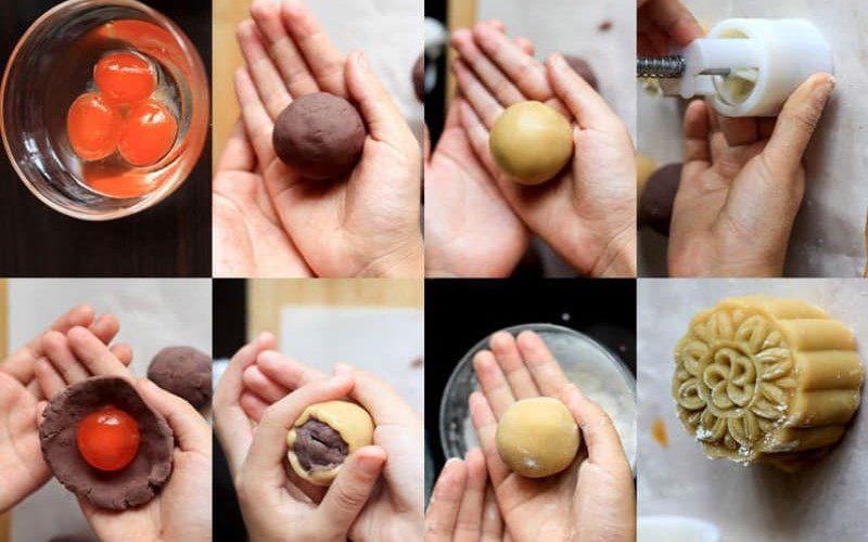 Need to mold the mooncake tightly to avoid the filling separating from the crust