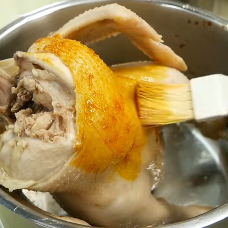 Step 4 Dyeing chicken skin for chicken pho using a pressure cooker