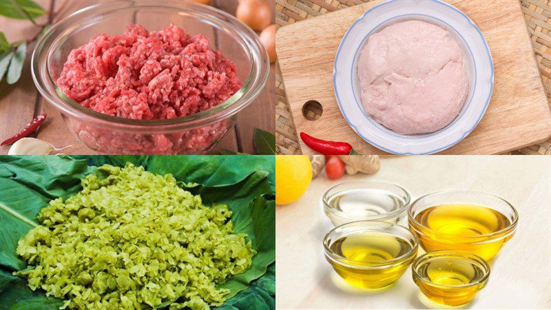 Ingredients for the minced meat green rice cake