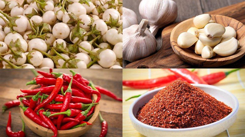 Ingredients for quick pickled eggplant dish