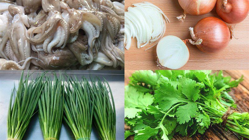 Ingredients for octopus stir-fried with onions