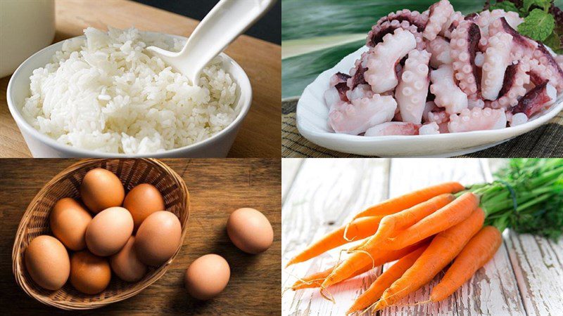 Ingredients for octopus rice dish