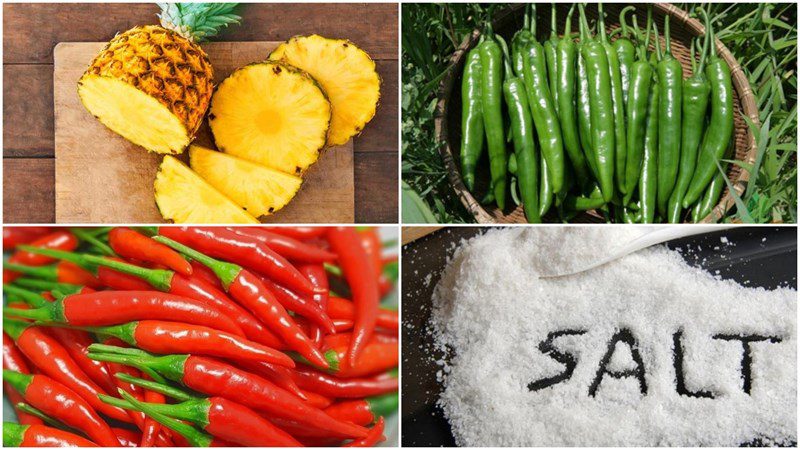 Ingredients for spicy salt dried pineapple dish